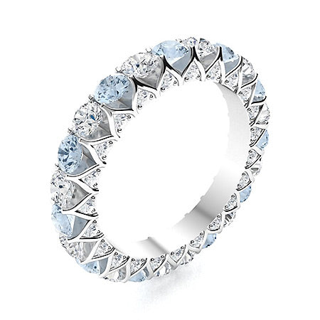 "Natural AAAA Aquamarine and Moissanite Wedding Ring for Women – Elegant Diamond-Look Band in 925 Silver, Yellow Gold, Rose Gold, or White Gold"