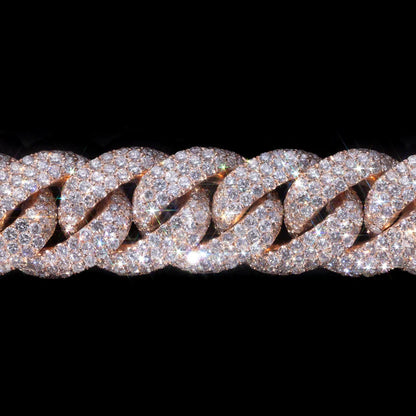 10 MM Rose Gold Moissanite Pavé Cuban Link Bracelet – Iced Out VVS Diamond-Look Hip Hop Jewelry for Men & Women