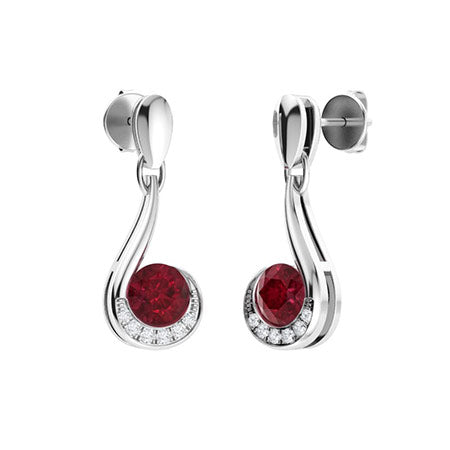 Natural AAAA Ruby and Moissanite Drop Earrings for Women – Elegant Diamond-Look Design in 925 Sterling Silver, Yellow Gold, Rose Gold, or White Gold