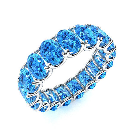 "Blue Topaz and Moissanite Wedding Ring for Women – Elegant 925 Sterling Silver Band with Diamond-Look Accents"