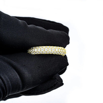 "Moissanite 3-Row Band Ring – Iced Out VVS D-Color 925 Sterling Silver Luxury Statement Jewelry"