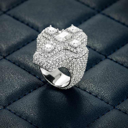 "Moissanite Baguette Cross Ring – Iced Out VVS D-Color 925 Sterling Silver Religious Statement Ring for Men & Women"