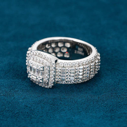Moissanite Baguette Eternity Band – VVS D-Color Iced Out 925 Sterling Silver Unisex Luxury Ring"