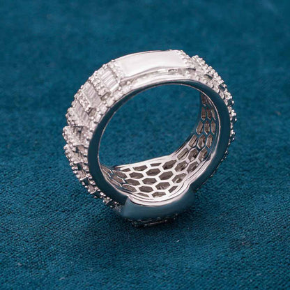 Moissanite Baguette Eternity Band – VVS D-Color Iced Out 925 Sterling Silver Unisex Luxury Ring"
