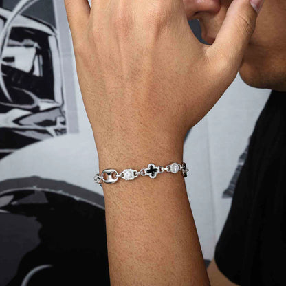 10mm Moissanite Gucci-Inspired Four-Leaf Clover Tennis Bracelet – VVS Diamond-Look Luxury Jewelry in 925 Silver, Yellow, Rose & White Gold Finishes