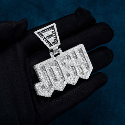 "JOSH" Custom Moissanite Pendant – Iced Out Diamond-Look Personalized Hip Hop Necklace Jewelry