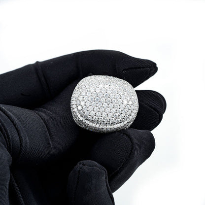 "Moissanite Signet Ring – VVS D-Color Iced Out 925 Sterling Silver Statement Ring for Men"