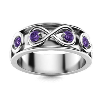 "Amethyst and Moissanite Wedding Ring for Women – Elegant 925 Sterling Silver or Gold Band with Diamond-Look Accents"