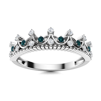 "Blue Diamond and Moissanite Wedding Ring for Women – Sparkling Diamond-Look Band in 925 Sterling Silver, Yellow Gold, Rose Gold, or White Gold"
