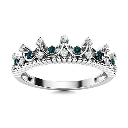 "Blue Diamond and Moissanite Wedding Ring for Women – Sparkling Diamond-Look Band in 925 Sterling Silver, Yellow Gold, Rose Gold, or White Gold"