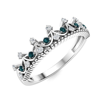 "Blue Diamond and Moissanite Wedding Ring for Women – Sparkling Diamond-Look Band in 925 Sterling Silver, Yellow Gold, Rose Gold, or White Gold"