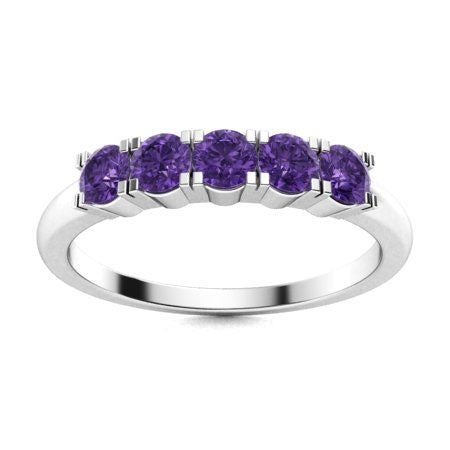 "Amethyst and Moissanite Wedding Ring for Women – Elegant 925 Silver or Gold Band with Diamond-Look Accents"