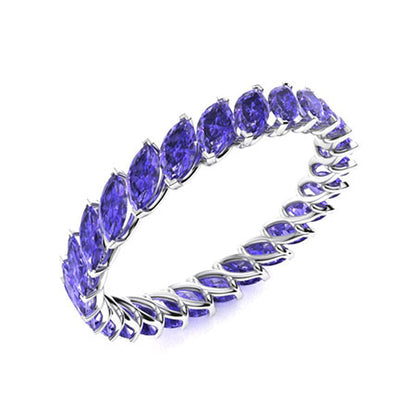 "Marquise-Cut Tanzanite and Moissanite Wedding Ring for Women – Natural AAAA Stone with Diamond-Look Accents in 925 Silver or Gold"