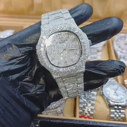 Fully Diamond Iced-Out Moissanite Watch for Men – Hip-Hop Bust Down Luxury Timepiece with Ultimate Shine