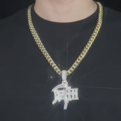 Custom Moissanite Scythe Pendant – Iced Out Diamond-Look Hip Hop Necklace Jewelry for Men & Women