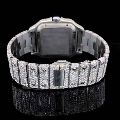 MW Fully Automatic Square Watch  Hip Hop Bust Down Watch For Men Moissanite Studded Watch, Fully Iced out MW_C1001