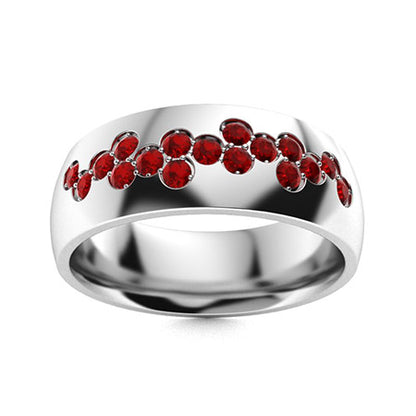 "Garnet and Moissanite Ring for Women – Bold 925 Sterling Silver or Gold Statement Band with Diamond-Look Accents"