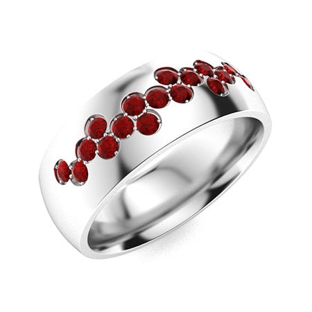 "Garnet and Moissanite Ring for Women – Bold 925 Sterling Silver or Gold Statement Band with Diamond-Look Accents"