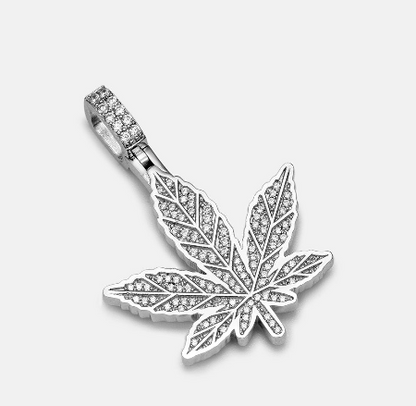 MW Lavish VVS Moissanite 925 Sterling Silver Cannabis Leaf Shape Pendant Hip Hop MW_P1028