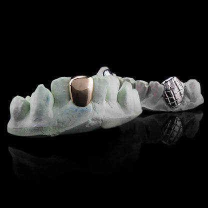 "Solid Gold Single Tooth Moissanite Grillz for Women – Custom Iced Out Diamond-Look Teeth Jewelry"
