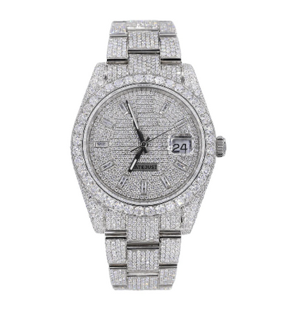 MW Fully Premium Round Dial Watch For Unisex  Iced Out VVS White Tone Color Diamond Hip Hop Bust Down Watch Movement Watch Fully Iced out Watch MW_R1051