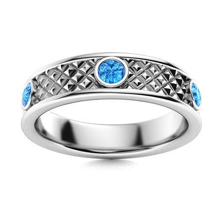 "Blue Topaz and Moissanite Wedding Ring for Women – Elegant Diamond-Look Band in 925 Sterling Silver, Yellow Gold, Rose Gold, or White Gold"