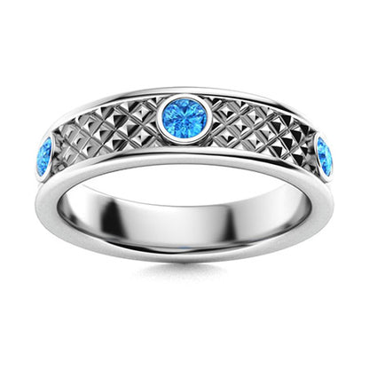 "Blue Topaz and Moissanite Wedding Ring for Women – Elegant Diamond-Look Band in 925 Sterling Silver, Yellow Gold, Rose Gold, or White Gold"
