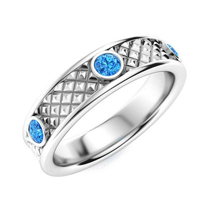 "Blue Topaz and Moissanite Wedding Ring for Women – Elegant Diamond-Look Band in 925 Sterling Silver, Yellow Gold, Rose Gold, or White Gold"