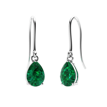 Natural AAAA Emerald and Moissanite Drop Earrings for Women – Elegant Diamond-Look Design in 925 Sterling Silver, Yellow Gold, Rose Gold, or White Gold