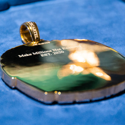 “MILLIONAIRE MINDSET” Custom Moissanite Pendant – Iced Out Diamond-Look Round Necklace Jewelry for Men & Women