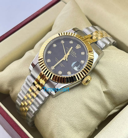 "Role Datejust 36mm Black Dial Women’s Watch with Diamond Markers & Two-Tone Bracelet – Swiss ETA Automatic Movement 1:1 Super Clone Replica"