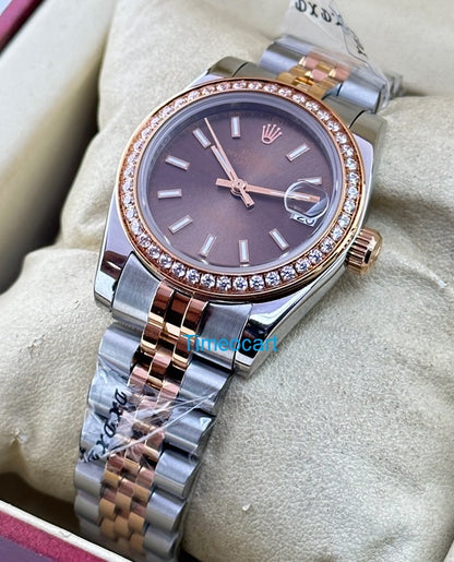 "Role Datejust 36mm Brown Dial Two-Tone Women’s Watch with Diamond Bezel – Swiss ETA Automatic Movement 1:1 Super Clone Replica"