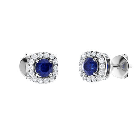 "Natural AAAA Sapphire and Moissanite Halo Earrings for Women – Elegant Diamond-Look Studs in 925 Sterling Silver or Gold Finish"