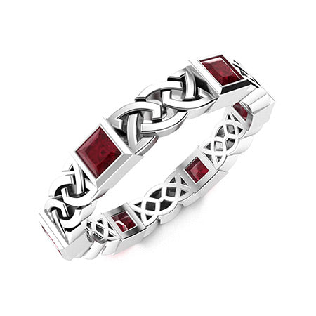 Princess-Cut Ruby and Moissanite Wedding Ring for Women – Natural AAAA Gemstone in 925 Sterling Silver or Gold Band