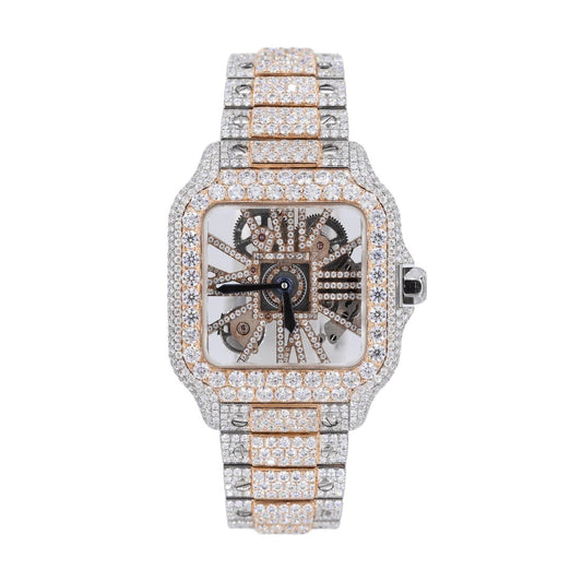 MW Lavish Shinny Skeleton Automatic Square Dial VVS Moissanite Stainless Steel Watch Hip Hop MW_C1009