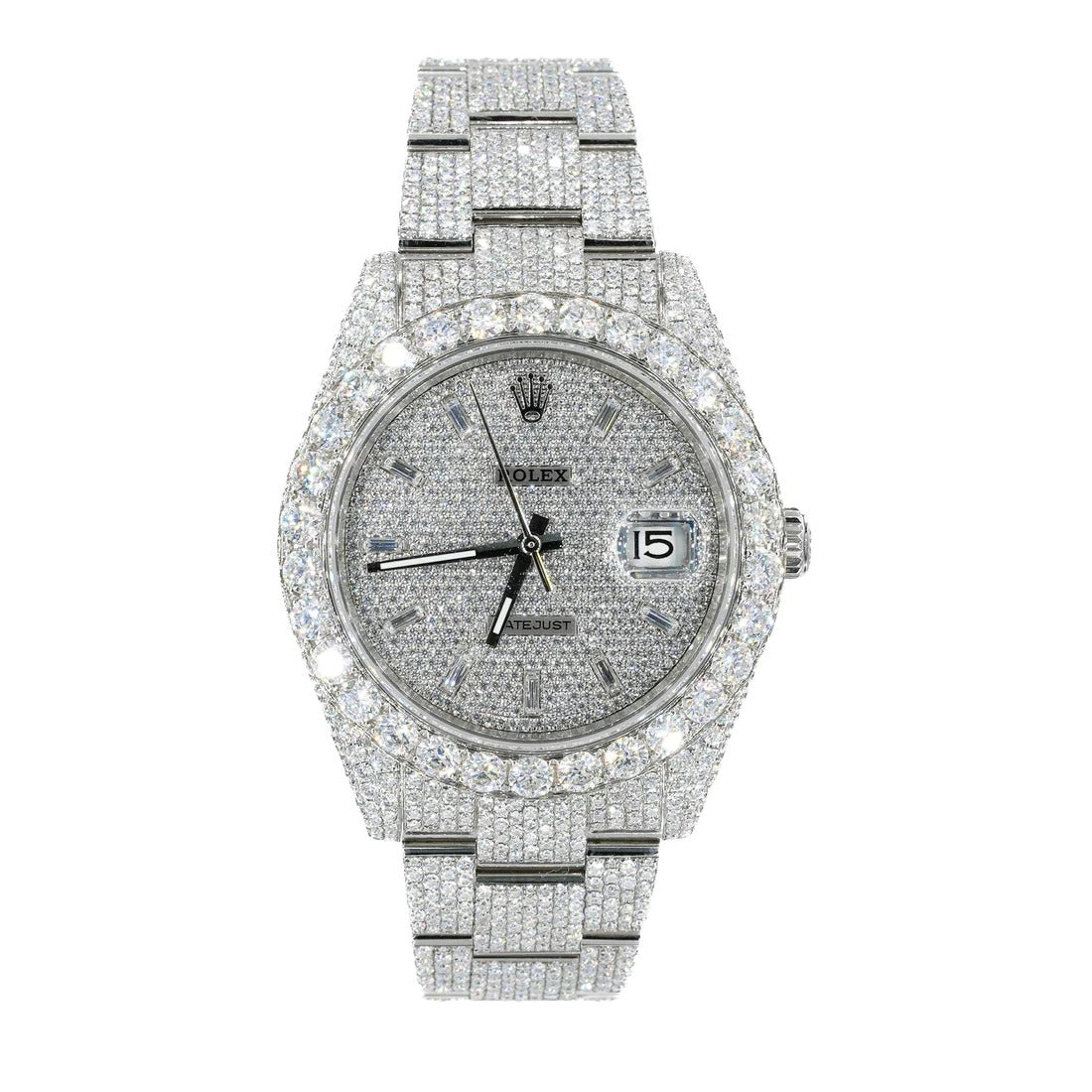 MW Fully Premium Big Stone Bezel Watch  For Unisex  Iced Out VVS  Diamond Hip Hop Bust Down Watch Movement Watch Fully Iced out Watch MW_R1053